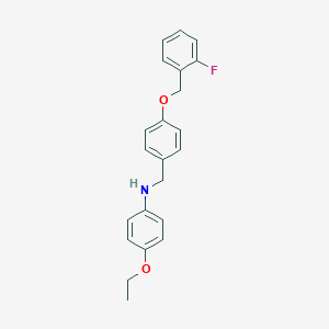 molecular formula C22H22FNO2 B425400 N-(4-ethoxyphenyl)-N-{4-[(2-fluorobenzyl)oxy]benzyl}amine 