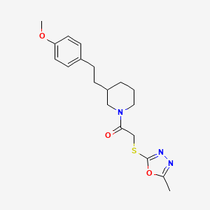 molecular formula C19H25N3O3S B4254012 3-[2-(4-methoxyphenyl)ethyl]-1-{[(5-methyl-1,3,4-oxadiazol-2-yl)thio]acetyl}piperidine 