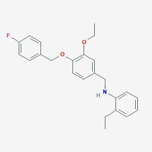molecular formula C24H26FNO2 B425403 N-{3-ethoxy-4-[(4-fluorobenzyl)oxy]benzyl}-2-ethylaniline 
