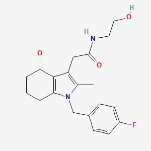 molecular formula C20H23FN2O3 B4254057 2-[1-(4-fluorobenzyl)-2-methyl-4-oxo-4,5,6,7-tetrahydro-1H-indol-3-yl]-N-(2-hydroxyethyl)acetamide 