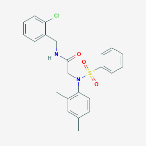 molecular formula C23H23ClN2O3S B425406 N-(2-chlorobenzyl)-2-[2,4-dimethyl(phenylsulfonyl)anilino]acetamide 
