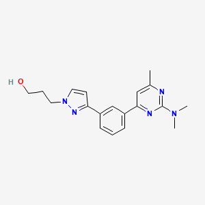 molecular formula C19H23N5O B4254062 3-(3-{3-[2-(dimethylamino)-6-methyl-4-pyrimidinyl]phenyl}-1H-pyrazol-1-yl)-1-propanol 