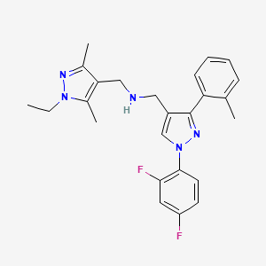 molecular formula C25H27F2N5 B4254075 1-[1-(2,4-difluorophenyl)-3-(2-methylphenyl)-1H-pyrazol-4-yl]-N-[(1-ethyl-3,5-dimethyl-1H-pyrazol-4-yl)methyl]methanamine 