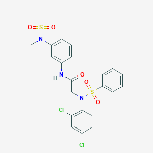 molecular formula C22H21Cl2N3O5S2 B425408 2-[2,4-dichloro(phenylsulfonyl)anilino]-N-{3-[methyl(methylsulfonyl)amino]phenyl}acetamide 