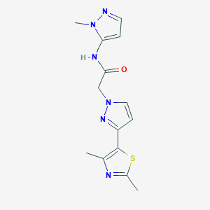 molecular formula C14H16N6OS B4254094 2-[3-(2,4-dimethyl-1,3-thiazol-5-yl)-1H-pyrazol-1-yl]-N-(1-methyl-1H-pyrazol-5-yl)acetamide 