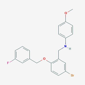 molecular formula C21H19BrFNO2 B425410 N-{5-bromo-2-[(3-fluorobenzyl)oxy]benzyl}-4-methoxyaniline 