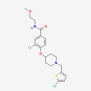 molecular formula C20H24Cl2N2O3S B4254102 3-chloro-4-({1-[(5-chloro-2-thienyl)methyl]-4-piperidinyl}oxy)-N-(2-methoxyethyl)benzamide 