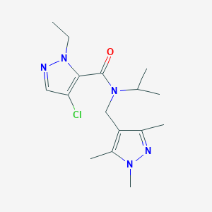 molecular formula C16H24ClN5O B4254126 4-chloro-1-ethyl-N-isopropyl-N-[(1,3,5-trimethyl-1H-pyrazol-4-yl)methyl]-1H-pyrazole-5-carboxamide 