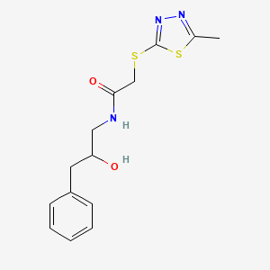 molecular formula C14H17N3O2S2 B4254135 N-(2-hydroxy-3-phenylpropyl)-2-[(5-methyl-1,3,4-thiadiazol-2-yl)thio]acetamide 