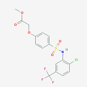 molecular formula C16H13ClF3NO5S B425417 Methyl (4-{[2-chloro-5-(trifluoromethyl)anilino]sulfonyl}phenoxy)acetate 