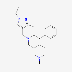 molecular formula C22H34N4 B4254196 N-[(1-ethyl-3-methyl-1H-pyrazol-4-yl)methyl]-N-[(1-methyl-3-piperidinyl)methyl]-2-phenylethanamine 
