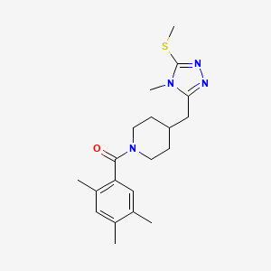 molecular formula C20H28N4OS B4254199 4-{[4-methyl-5-(methylthio)-4H-1,2,4-triazol-3-yl]methyl}-1-(2,4,5-trimethylbenzoyl)piperidine 
