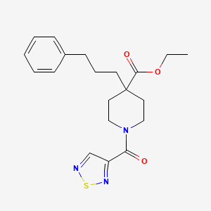 molecular formula C20H25N3O3S B4254207 ethyl 4-(3-phenylpropyl)-1-(1,2,5-thiadiazol-3-ylcarbonyl)-4-piperidinecarboxylate 