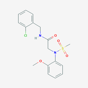 molecular formula C17H19ClN2O4S B425423 N-(2-chlorobenzyl)-2-[2-methoxy(methylsulfonyl)anilino]acetamide 