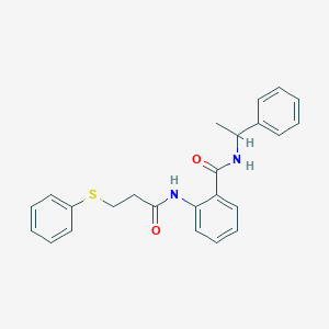 molecular formula C24H24N2O2S B425425 N-(1-phenylethyl)-2-{[3-(phenylsulfanyl)propanoyl]amino}benzamide 