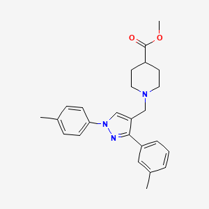 molecular formula C25H29N3O2 B4254260 methyl 1-{[3-(3-methylphenyl)-1-(4-methylphenyl)-1H-pyrazol-4-yl]methyl}-4-piperidinecarboxylate 