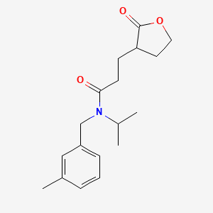 molecular formula C18H25NO3 B4254275 N-isopropyl-N-(3-methylbenzyl)-3-(2-oxotetrahydrofuran-3-yl)propanamide 