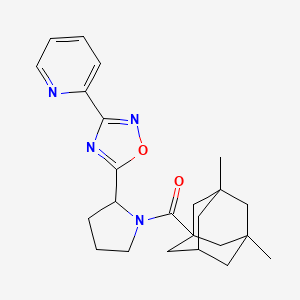 molecular formula C24H30N4O2 B4254277 2-(5-{1-[(3,5-dimethyl-1-adamantyl)carbonyl]pyrrolidin-2-yl}-1,2,4-oxadiazol-3-yl)pyridine 