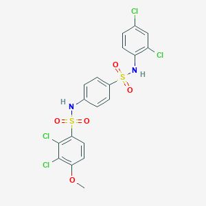 molecular formula C19H14Cl4N2O5S2 B425428 2,3-dichloro-N-{4-[(2,4-dichloroanilino)sulfonyl]phenyl}-4-methoxybenzenesulfonamide 