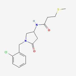 molecular formula C15H19ClN2O2S B4254281 N-[1-(2-chlorobenzyl)-5-oxo-3-pyrrolidinyl]-3-(methylthio)propanamide 