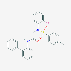 molecular formula C27H23FN2O3S B425429 N-[1,1'-biphenyl]-2-yl-2-{2-fluoro[(4-methylphenyl)sulfonyl]anilino}acetamide 
