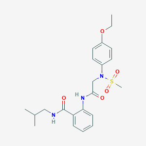 molecular formula C22H29N3O5S B425430 2-({[4-ethoxy(methylsulfonyl)anilino]acetyl}amino)-N-isobutylbenzamide 