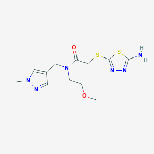 molecular formula C12H18N6O2S2 B4254301 2-[(5-amino-1,3,4-thiadiazol-2-yl)thio]-N-(2-methoxyethyl)-N-[(1-methyl-1H-pyrazol-4-yl)methyl]acetamide 