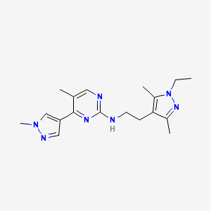 molecular formula C18H25N7 B4254316 N-[2-(1-ethyl-3,5-dimethyl-1H-pyrazol-4-yl)ethyl]-5-methyl-4-(1-methyl-1H-pyrazol-4-yl)pyrimidin-2-amine 