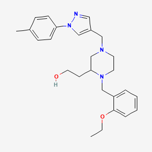 molecular formula C26H34N4O2 B4254327 2-(1-(2-ethoxybenzyl)-4-{[1-(4-methylphenyl)-1H-pyrazol-4-yl]methyl}-2-piperazinyl)ethanol 