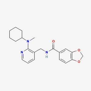 molecular formula C21H25N3O3 B4254330 N-({2-[cyclohexyl(methyl)amino]-3-pyridinyl}methyl)-1,3-benzodioxole-5-carboxamide 