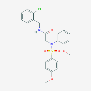 molecular formula C23H23ClN2O5S B425438 N-(2-chlorobenzyl)-2-{2-methoxy[(4-methoxyphenyl)sulfonyl]anilino}acetamide 