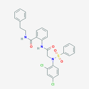 molecular formula C29H25Cl2N3O4S B425439 2-{[N-(2,4-dichlorophenyl)-N-(phenylsulfonyl)glycyl]amino}-N-(2-phenylethyl)benzamide 