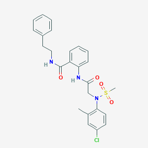 molecular formula C25H26ClN3O4S B425445 2-({[4-chloro-2-methyl(methylsulfonyl)anilino]acetyl}amino)-N-(2-phenylethyl)benzamide 