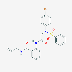 molecular formula C24H22BrN3O4S B425449 N-allyl-2-({[4-bromo(phenylsulfonyl)anilino]acetyl}amino)benzamide 