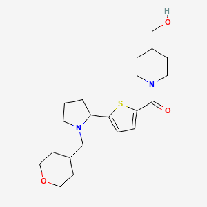 molecular formula C21H32N2O3S B4254509 [1-({5-[1-(tetrahydro-2H-pyran-4-ylmethyl)-2-pyrrolidinyl]-2-thienyl}carbonyl)-4-piperidinyl]methanol 