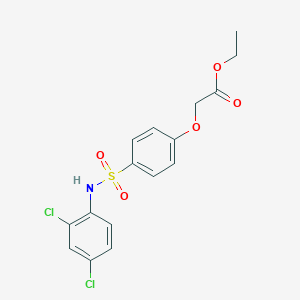 molecular formula C16H15Cl2NO5S B425454 Ethyl {4-[(2,4-dichloroanilino)sulfonyl]phenoxy}acetate 