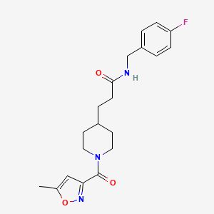 molecular formula C20H24FN3O3 B4254540 N-(4-fluorobenzyl)-3-{1-[(5-methyl-3-isoxazolyl)carbonyl]-4-piperidinyl}propanamide 