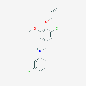 molecular formula C18H19Cl2NO2 B425455 N-[4-(allyloxy)-3-chloro-5-methoxybenzyl]-N-(3-chloro-4-methylphenyl)amine 