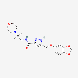 molecular formula C20H26N4O5 B4254551 5-[(1,3-benzodioxol-5-yloxy)methyl]-N-[2-methyl-2-(4-morpholinyl)propyl]-1H-pyrazole-3-carboxamide 