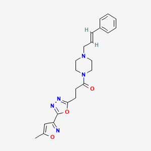 1-{3-[5-(5-methyl-3-isoxazolyl)-1,3,4-oxadiazol-2-yl]propanoyl}-4-[(2E)-3-phenyl-2-propen-1-yl]piperazine