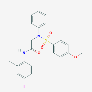 molecular formula C22H21IN2O4S B425462 N-(4-iodo-2-methylphenyl)-2-{[(4-methoxyphenyl)sulfonyl]anilino}acetamide 