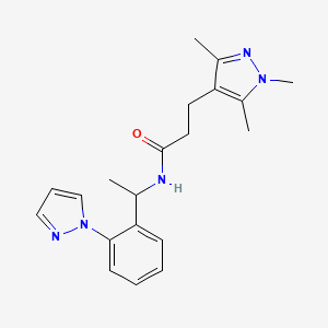 N-{1-[2-(1H-pyrazol-1-yl)phenyl]ethyl}-3-(1,3,5-trimethyl-1H-pyrazol-4-yl)propanamide