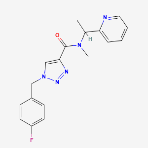molecular formula C18H18FN5O B4254644 1-(4-fluorobenzyl)-N-methyl-N-[1-(2-pyridinyl)ethyl]-1H-1,2,3-triazole-4-carboxamide 