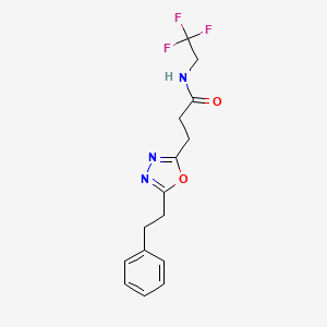 molecular formula C15H16F3N3O2 B4254661 3-[5-(2-phenylethyl)-1,3,4-oxadiazol-2-yl]-N-(2,2,2-trifluoroethyl)propanamide 