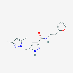 molecular formula C16H19N5O2 B4254685 5-[(3,5-dimethyl-1H-pyrazol-1-yl)methyl]-N-[2-(2-furyl)ethyl]-1H-pyrazole-3-carboxamide 