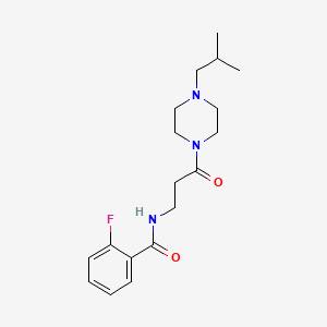 molecular formula C18H26FN3O2 B4254686 2-fluoro-N-[3-(4-isobutylpiperazin-1-yl)-3-oxopropyl]benzamide 