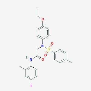 molecular formula C24H25IN2O4S B425469 2-{4-ethoxy[(4-methylphenyl)sulfonyl]anilino}-N-(4-iodo-2-methylphenyl)acetamide 
