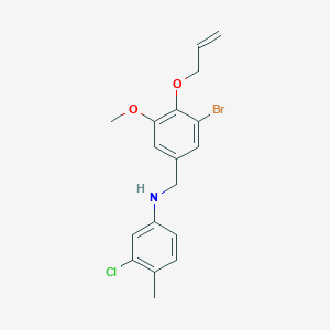 molecular formula C18H19BrClNO2 B425470 N-[4-(allyloxy)-3-bromo-5-methoxybenzyl]-N-(3-chloro-4-methylphenyl)amine 