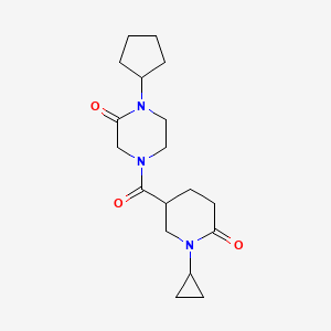 molecular formula C18H27N3O3 B4254719 1-cyclopentyl-4-[(1-cyclopropyl-6-oxo-3-piperidinyl)carbonyl]-2-piperazinone 