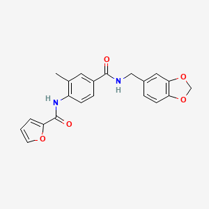molecular formula C21H18N2O5 B4254726 N-(4-{[(1,3-benzodioxol-5-ylmethyl)amino]carbonyl}-2-methylphenyl)-2-furamide 